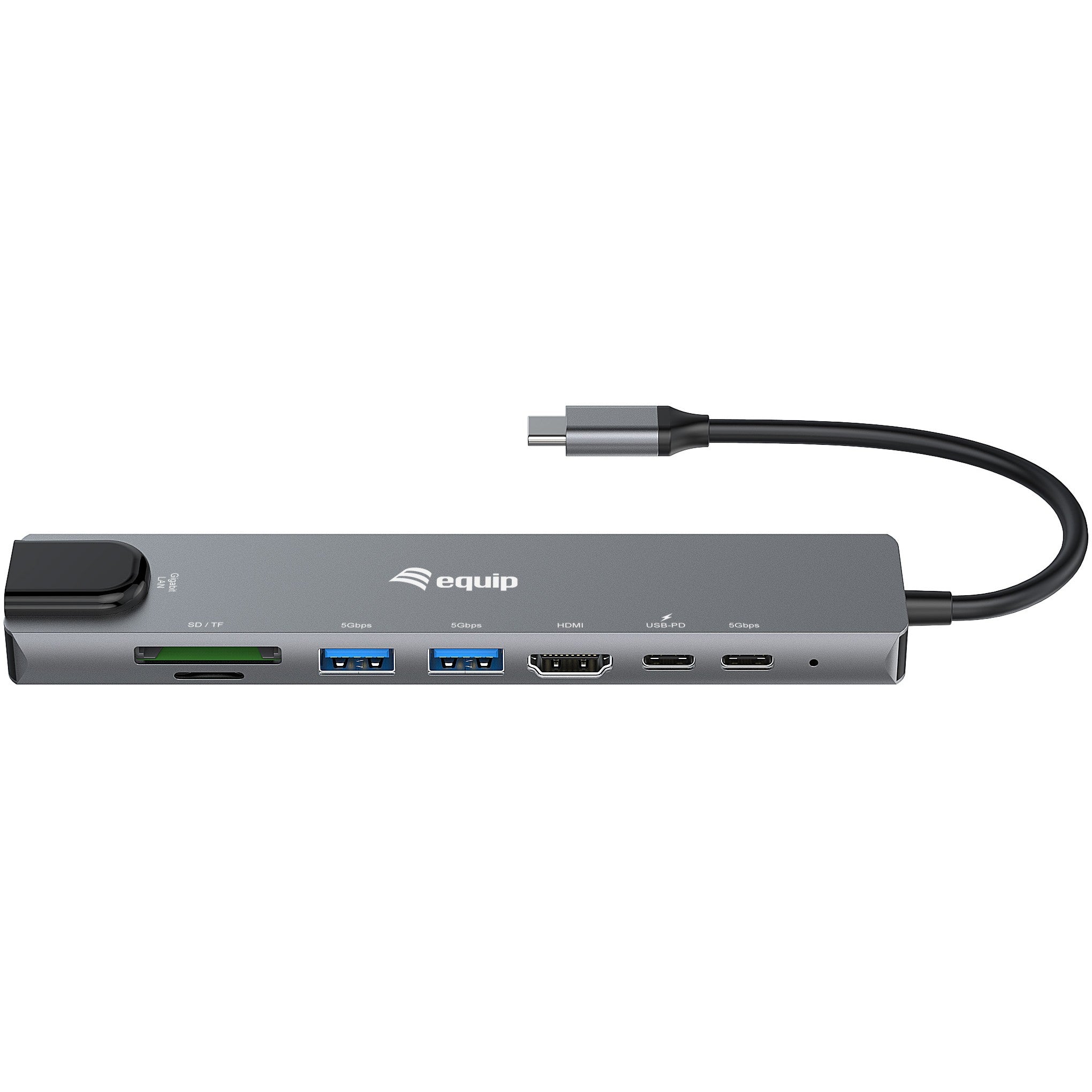 Equip Adapter USB-C -> HDMI.GbE.3xUSB3.2 Gen1.SD/TF.PD 100W
