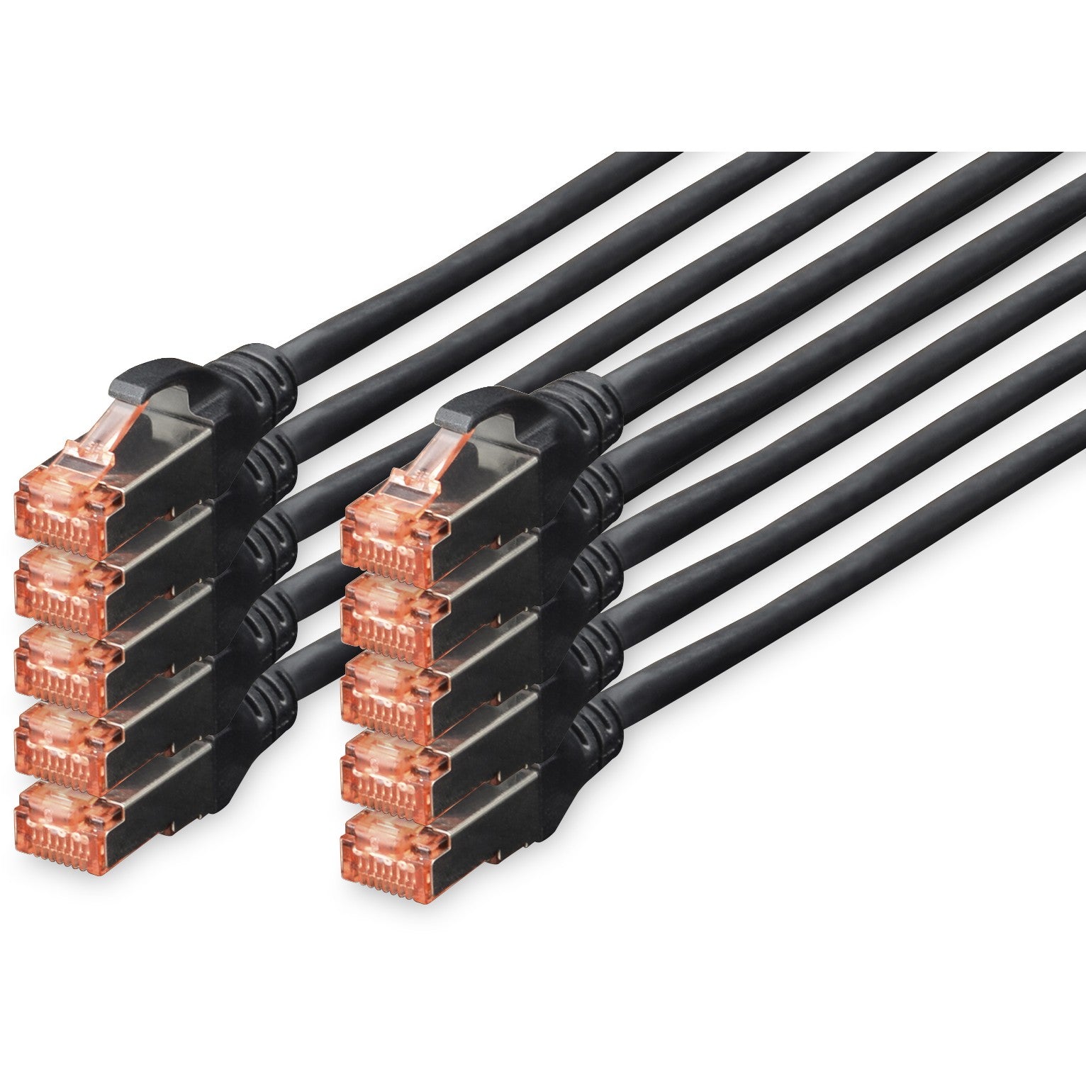 DIGITUS CAT 6 S/FTP Patchkabel. 10 Stück. 1m. schwarz