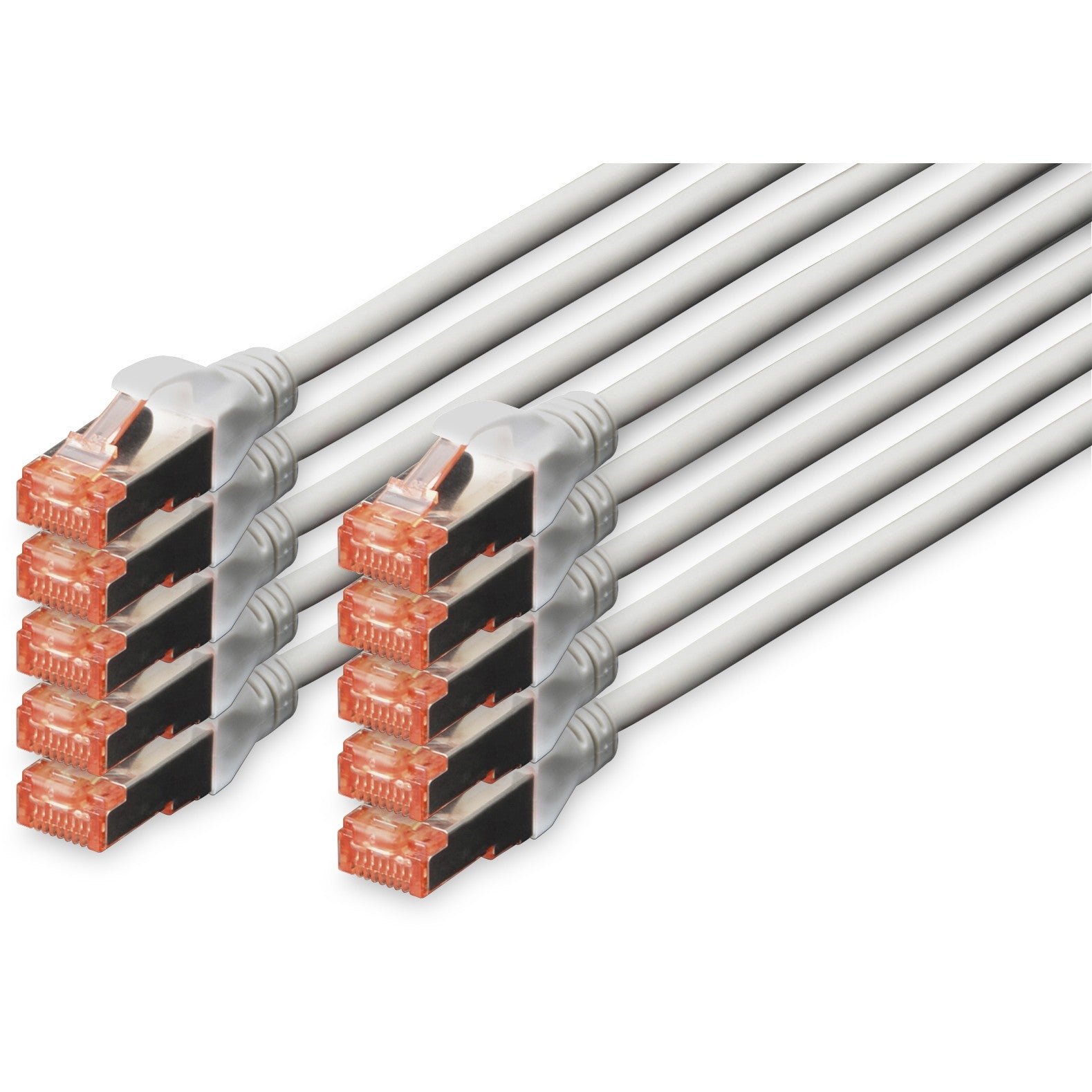 DIGITUS CAT 6 S/FTP Patchkabel. 10 Stück. 2m. grau