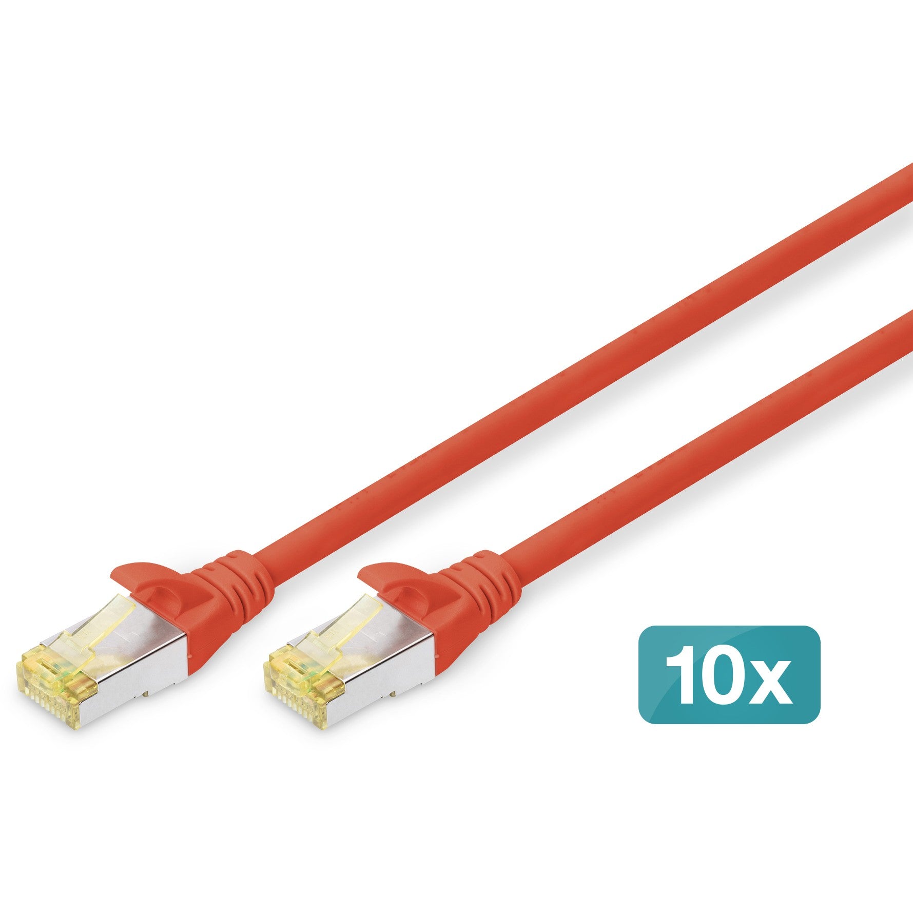 DIGITUS CAT 6A S/FTP Patchkabel. 10 Stück. 1m. rot