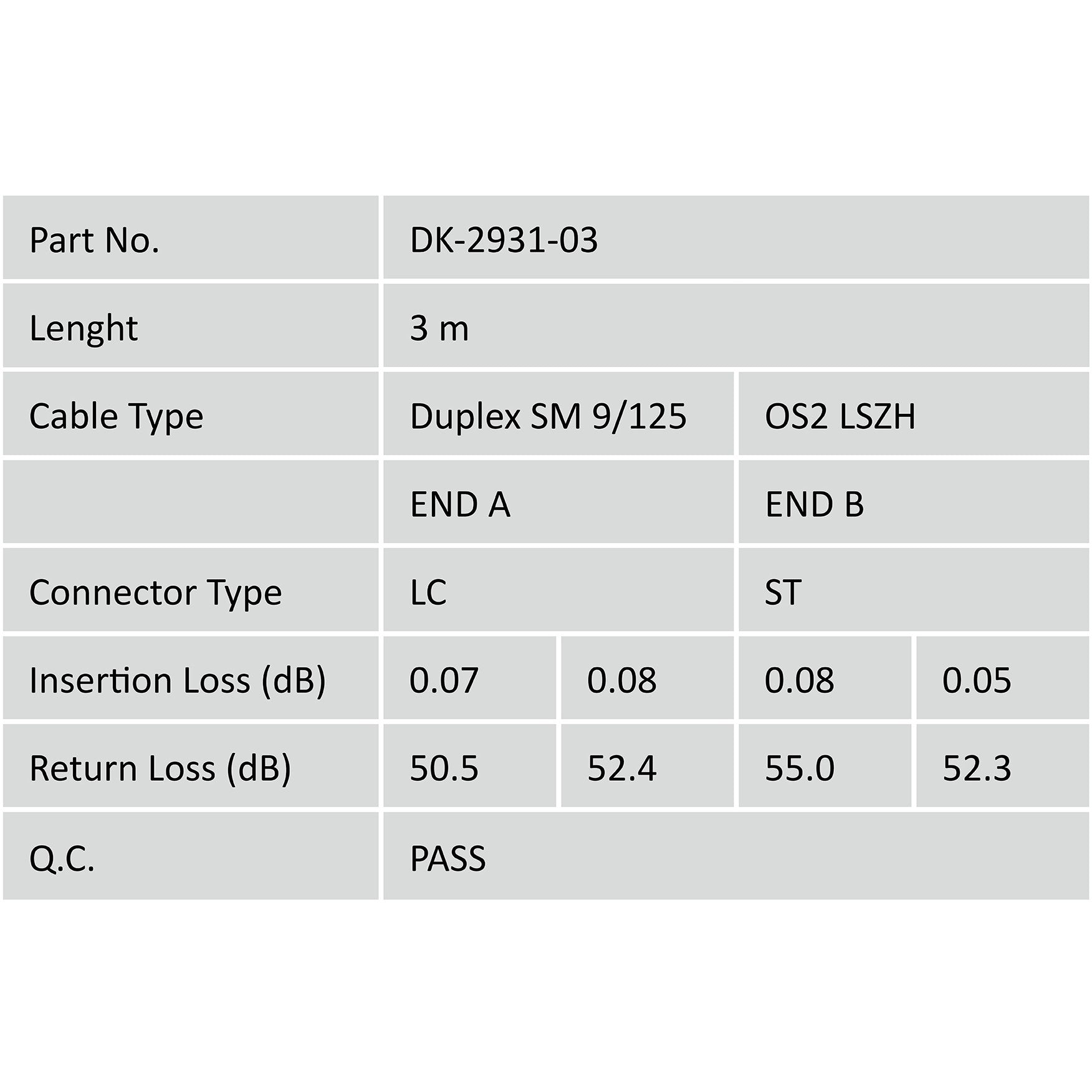 DIGITUS LWL Patchkabel LC -> ST 3.00m Singlemode Duplex OS2
