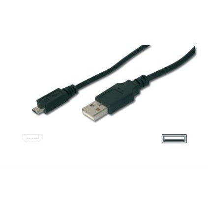 DIGITUS USB 2.0 Anschlusskabel Typ A -mikro B St/St 3.0m. sw