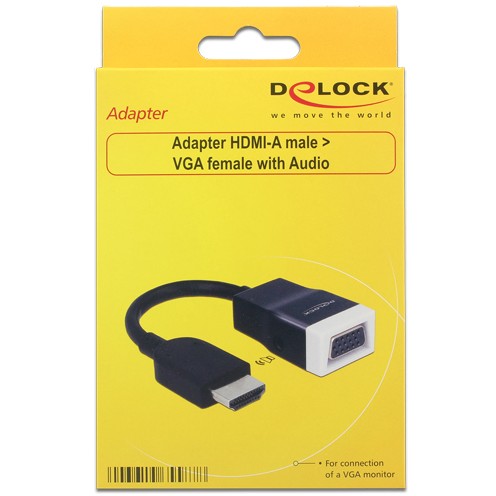 DELOCK Adapterkabel HDMI-A Stecker > VGA Buchse mit Audio screwless