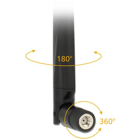 DELOCK Antenne WLAN RP-SMA 802.11 ac/a/h/b/g/n 4 - 7 dBi omni Gelenk schwarz rotateable version