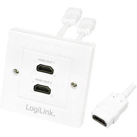 Logilink HDMI Adapter. wall socket. 2-port. white