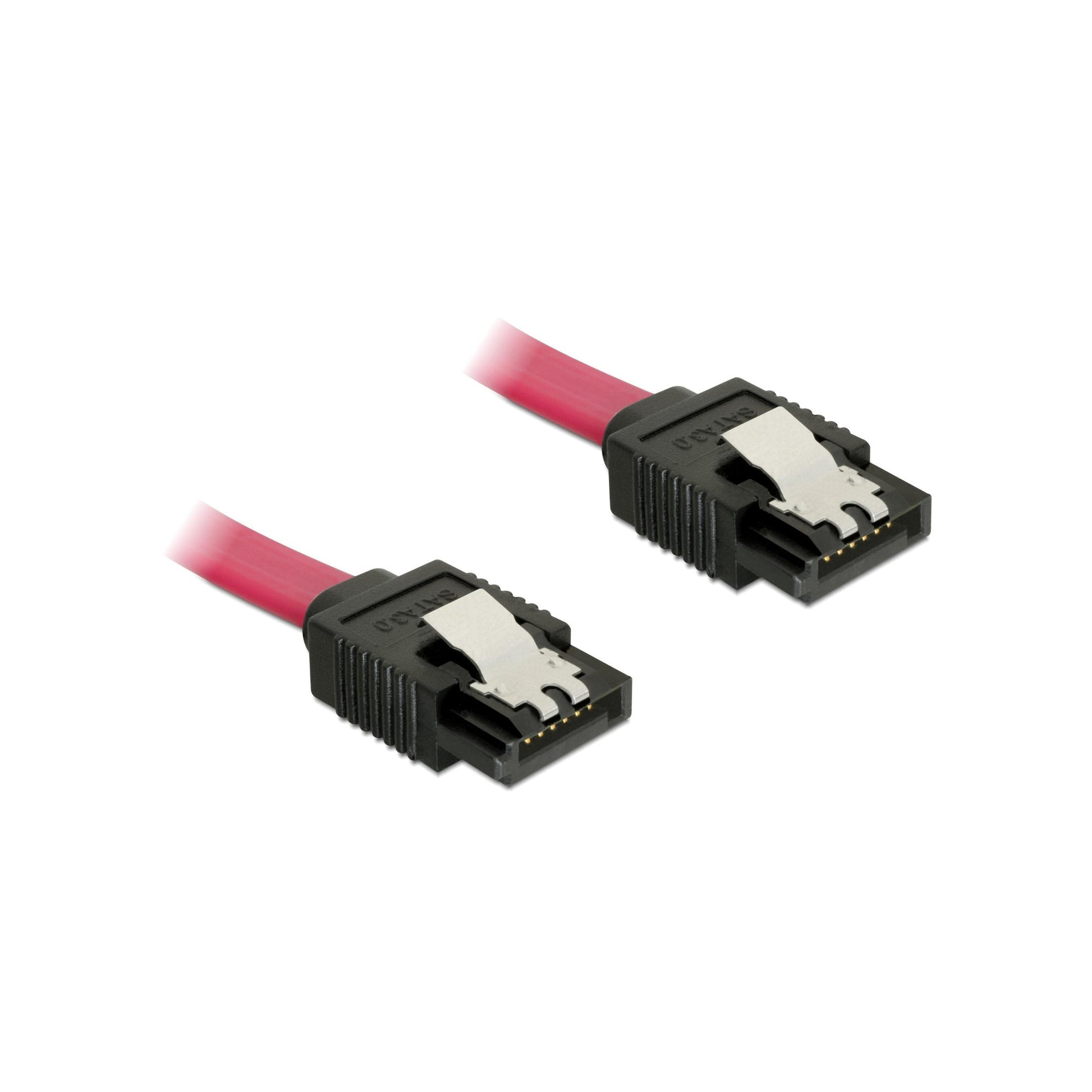 Delock SATA-3 Kabel: 50cm,Metall Clip, rot