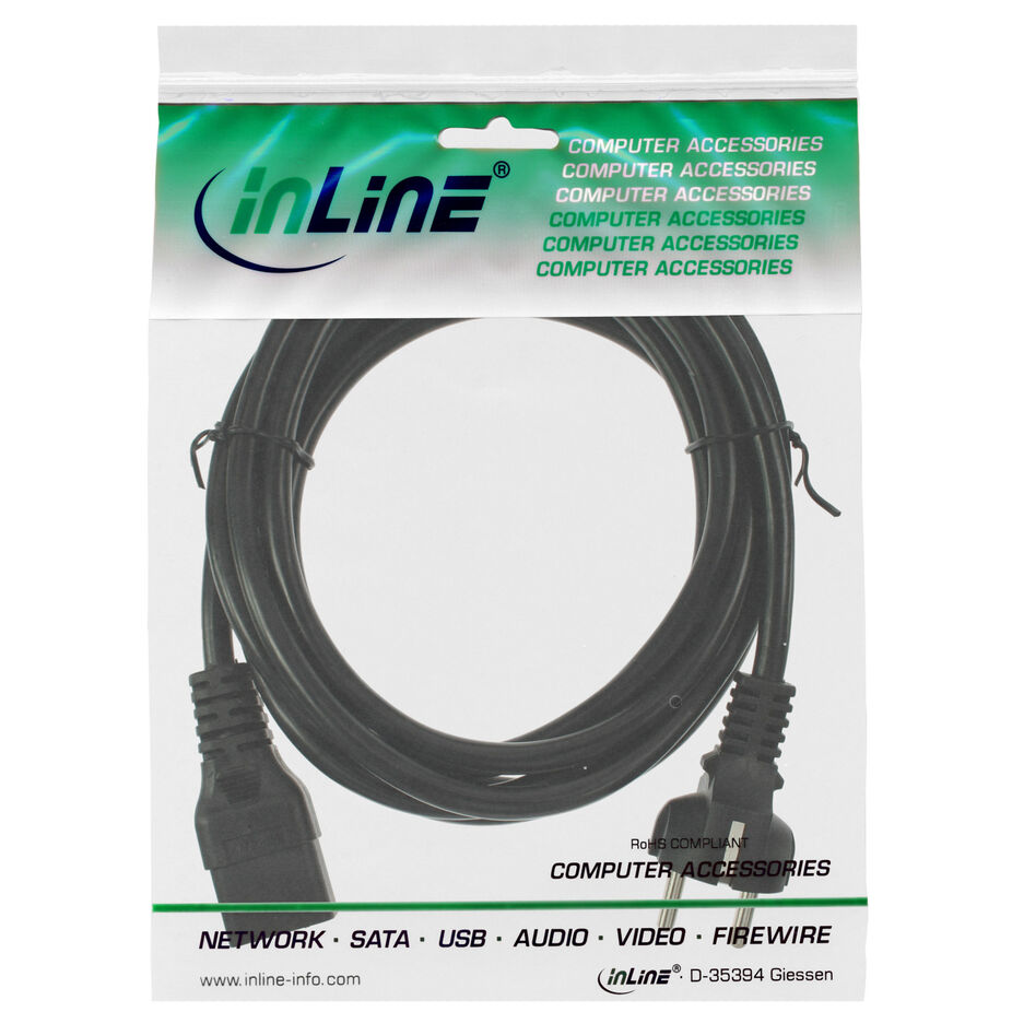 InLine Netzkabel C19, 16A, Schutzkontakt, gerade - schwarz