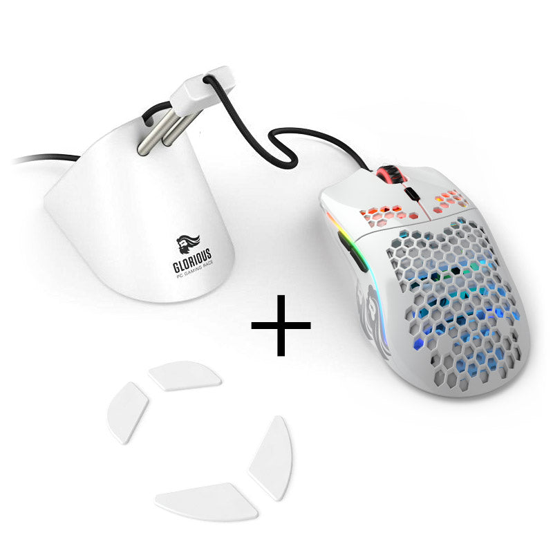 Glorious Model O (weiß, glossy) + Bungee (weiß) + Model O G-Skatez