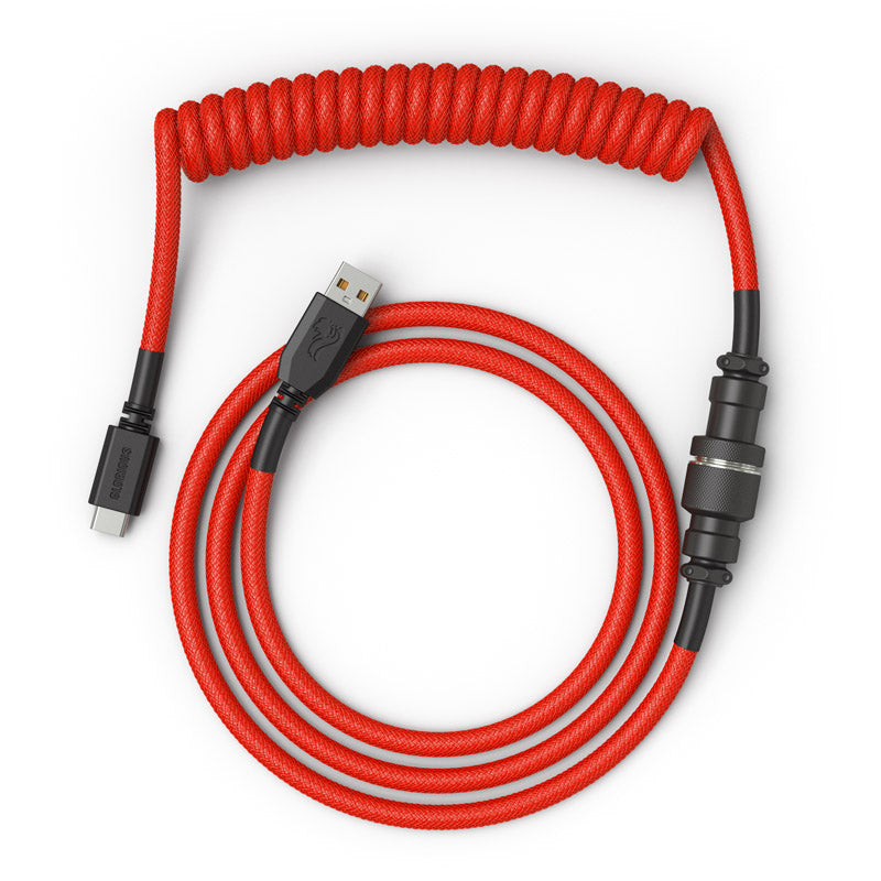 Glorious Coiled Cable Crimson Red, USB-C auf USB-A Spiralkabel - 1,37m, rot/schwarz