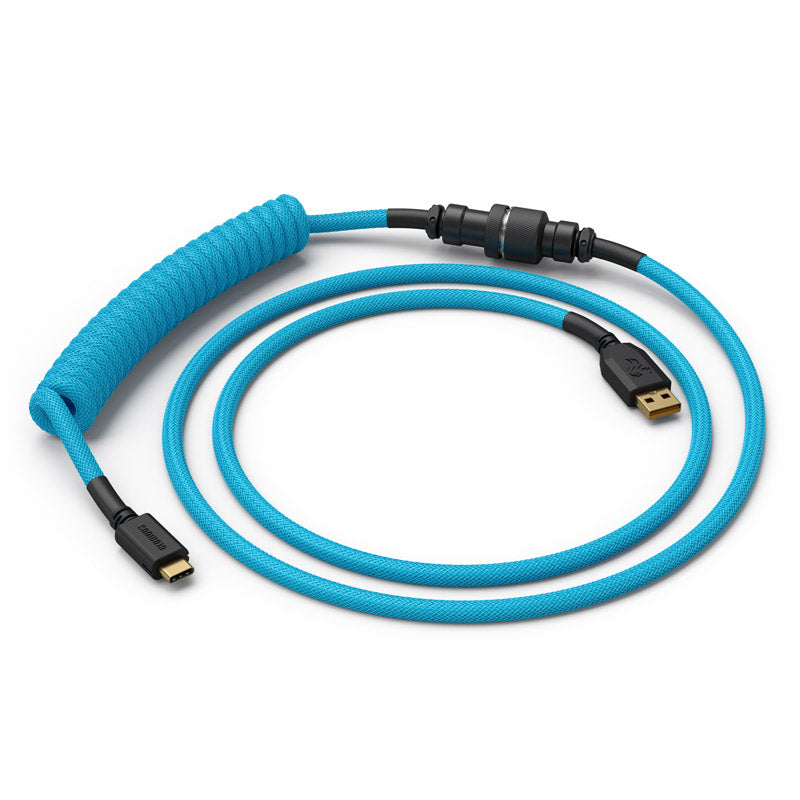 Glorious Coiled Cable Electric Blue, USB-C auf USB-A Spiralkabel - 1,37m, himmelblau