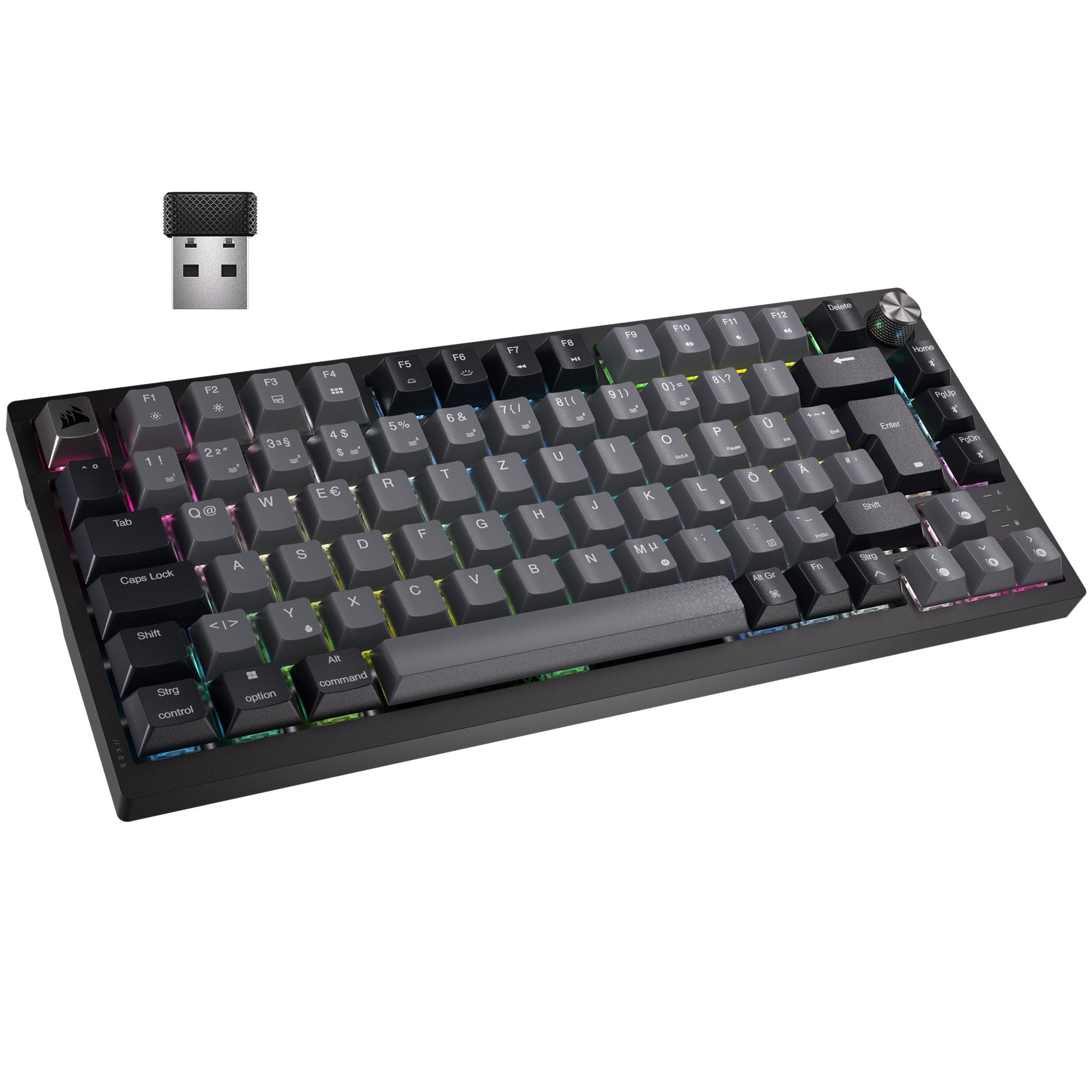 Corsair Gaming K65 Plus Wireless 75% RGB Gaming Tastatur, MLX RED - schwarz, grau