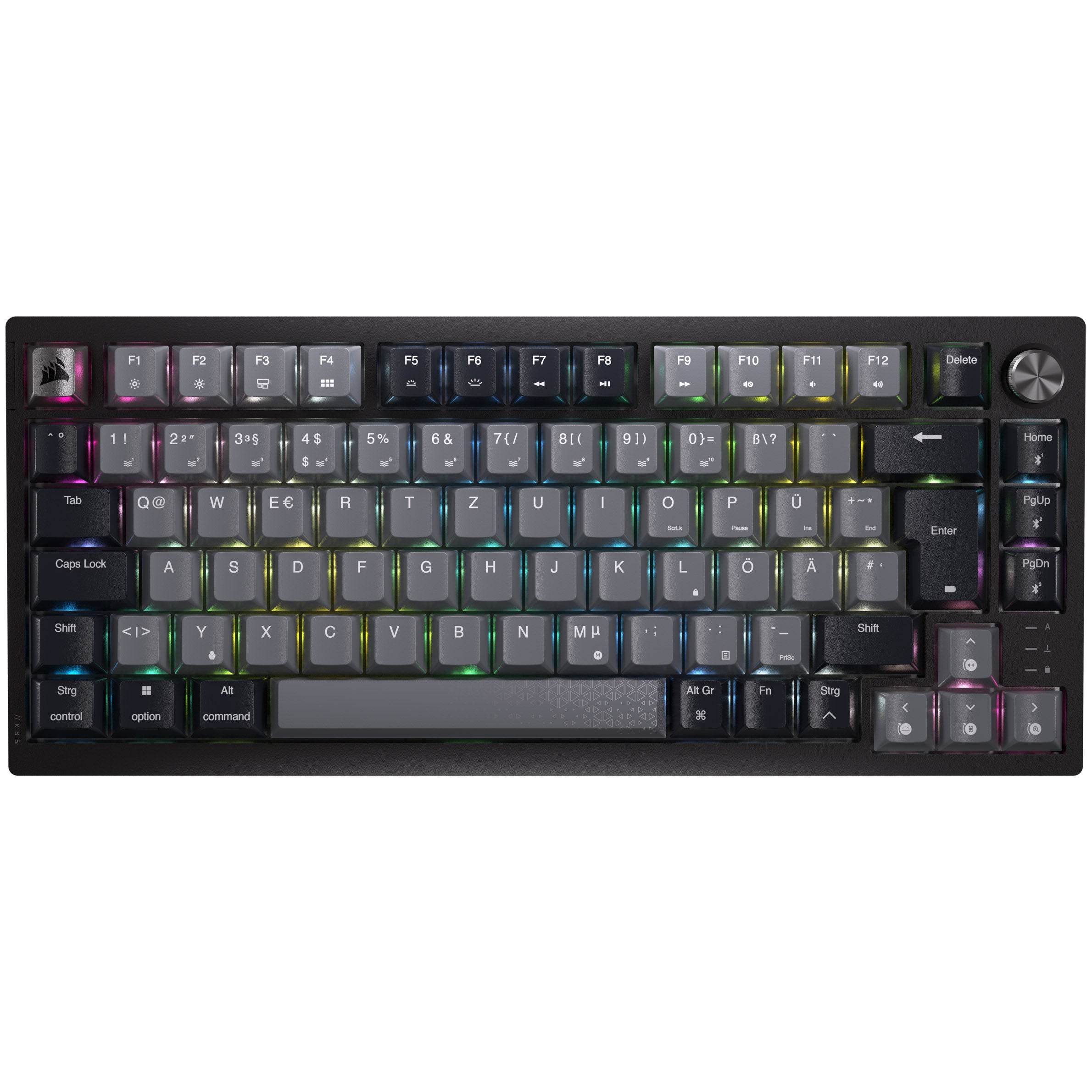 Corsair Gaming K65 Plus Wireless 75% RGB Gaming Tastatur, MLX RED - schwarz, grau