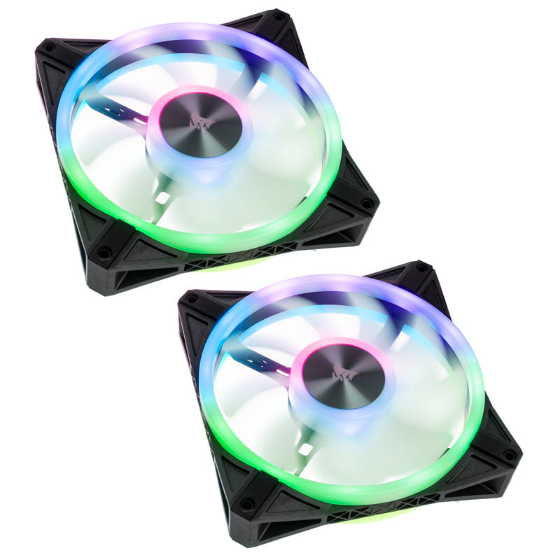 Corsair iCUE QL140 RGB PWM Lüfter 2er Pack inkl. RGB-Controller - 140mm, schwarz