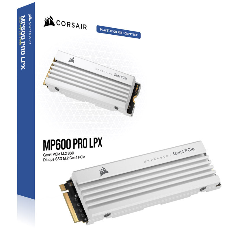 Corsair MP600 Pro LPX NVMe SSD, PCIe 4.0 M.2 Typ 2280 - 1 TB - weiß