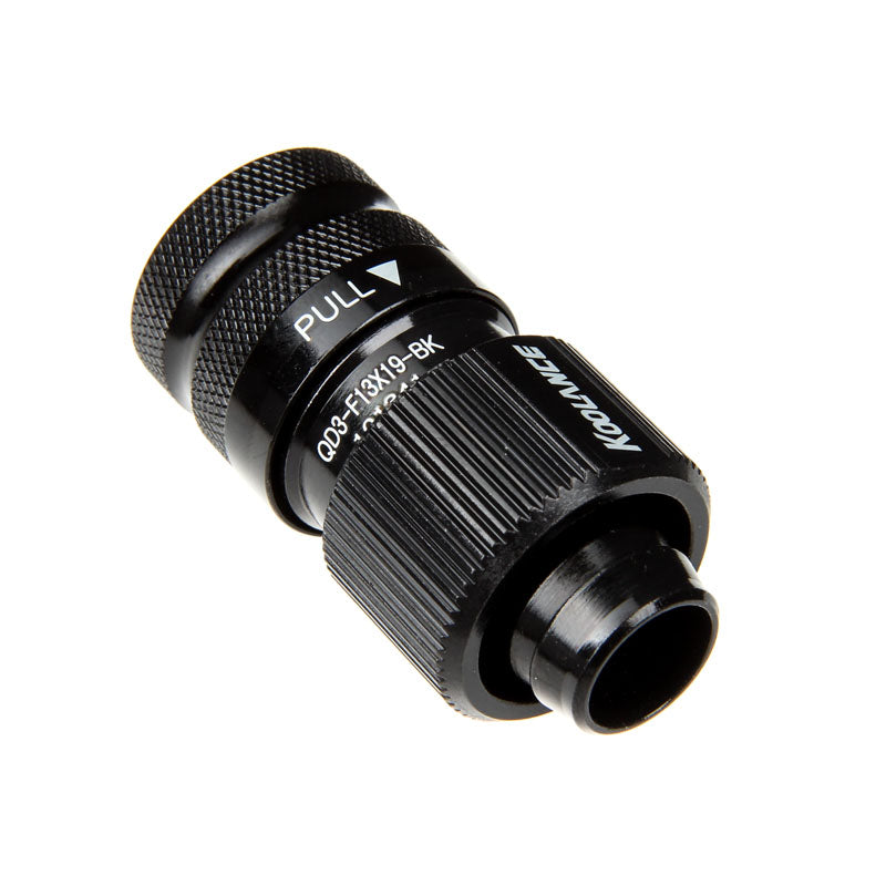 Koolance QD3 Schnellverschluss gerade weiblich auf 19/13mm - no-spill, schwarz