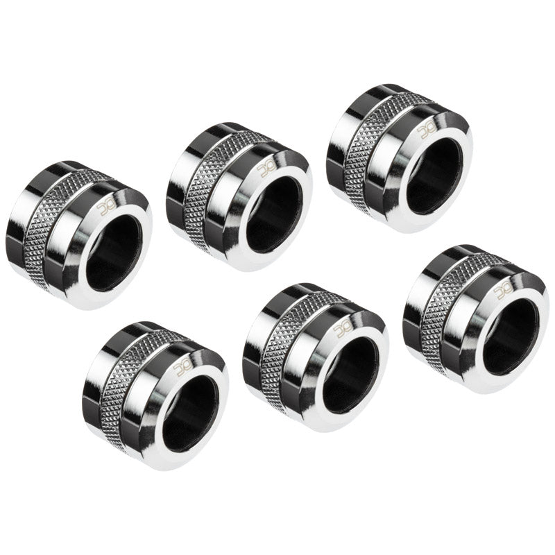 Alphacool Eiszapfen Pro Anschluss 16mm Hardtube Fitting G1/4, 6-Pack - chrome