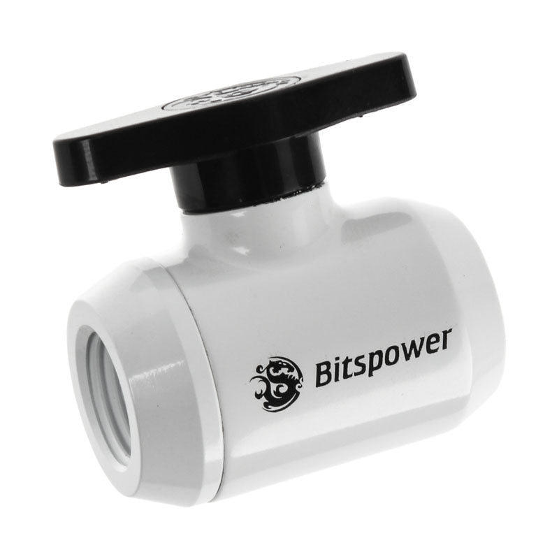 Bitspower Absperrhahn 2x IG 1/4 Zoll, schwarzer Griff - weiß