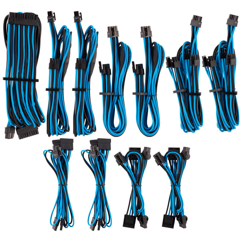 Corsair Premium Pro Sleeved Kabel-Set (Gen 4) - blau/schwarz