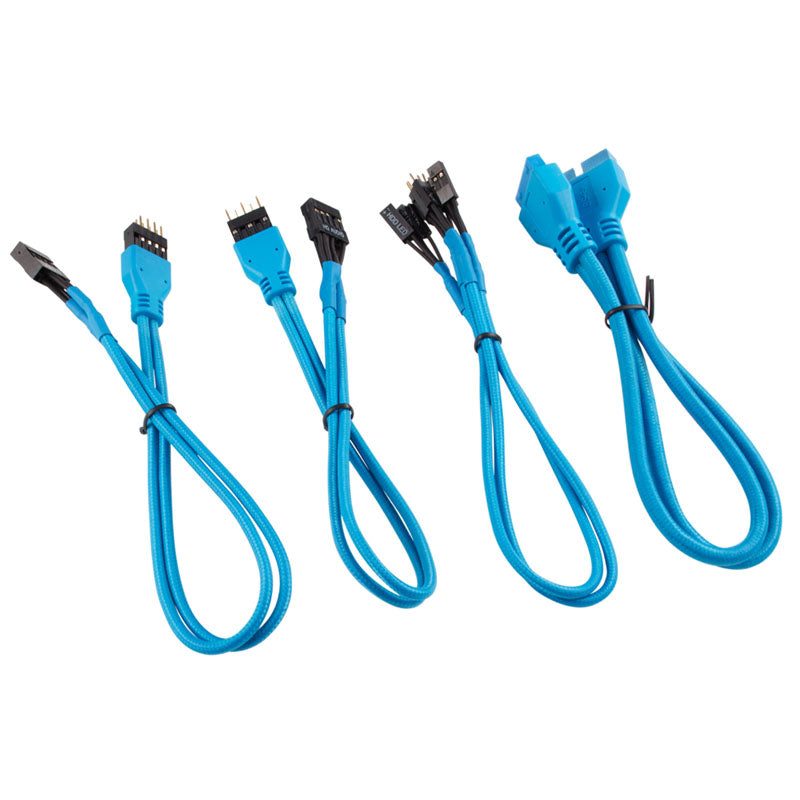 Corsair Premium Sleeved Frontpanel Kabel Verlängerungskit, blau