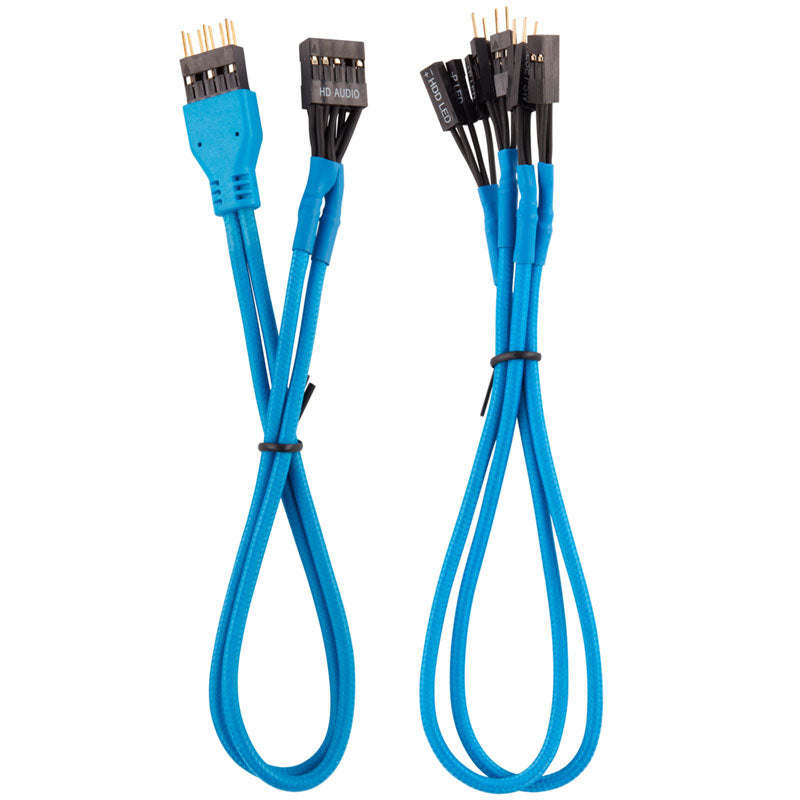 Corsair Premium Sleeved Frontpanel Kabel Verlängerungskit, blau
