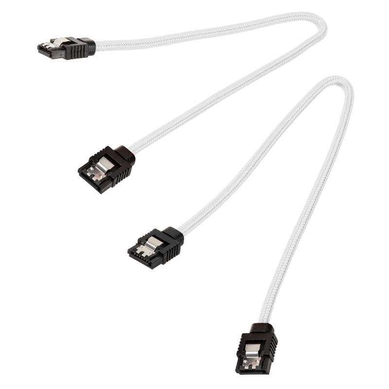 Corsair Premium Sleeved SATA-Kabel, weiß 30cm - 2er Pack
