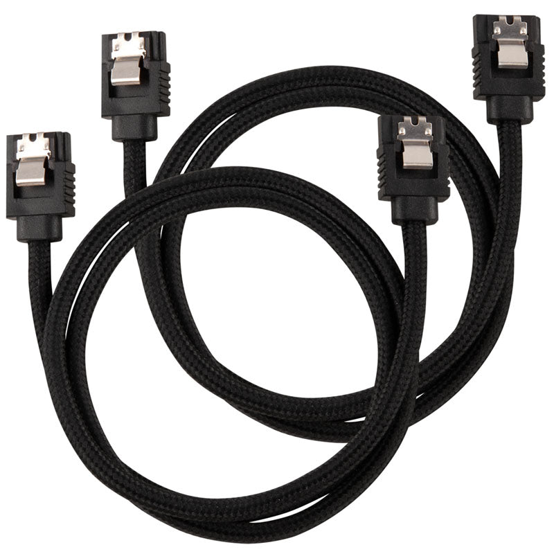 Corsair Premium Sleeved SATA-Kabel, schwarz 60cm - 2er Pack