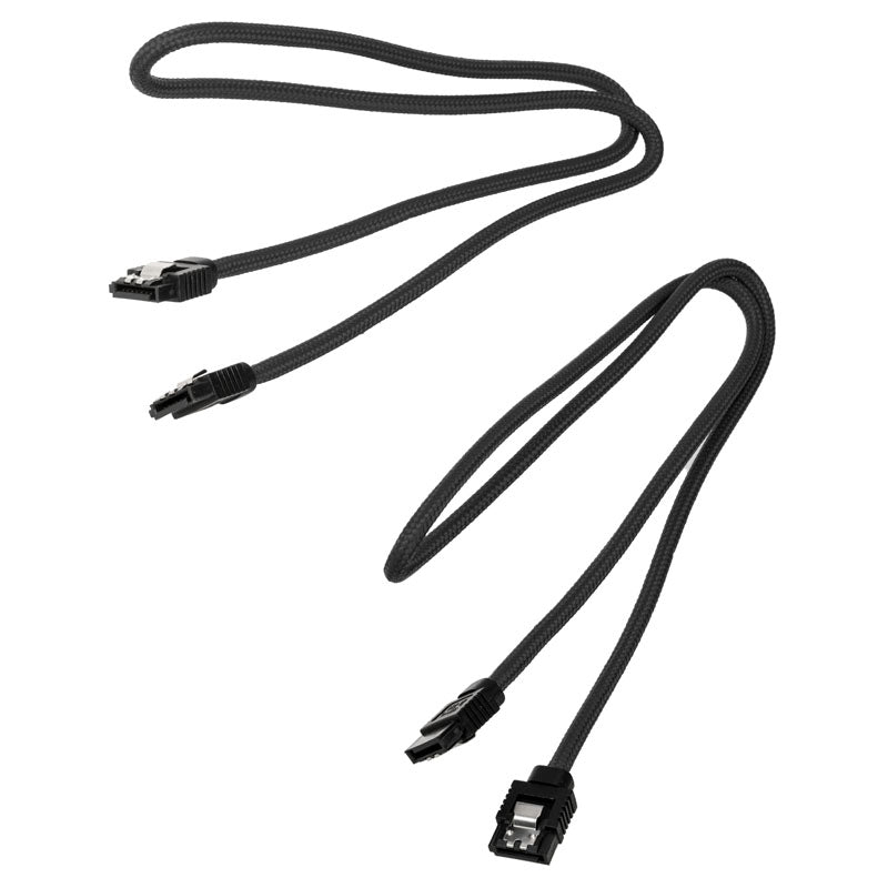 Corsair Premium Sleeved SATA-Kabel, schwarz 60cm - 2er Pack