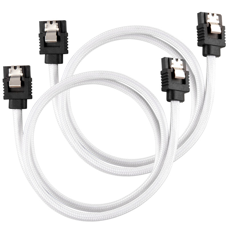 Corsair Premium Sleeved SATA-Kabel, weiß 60cm - 2er Pack