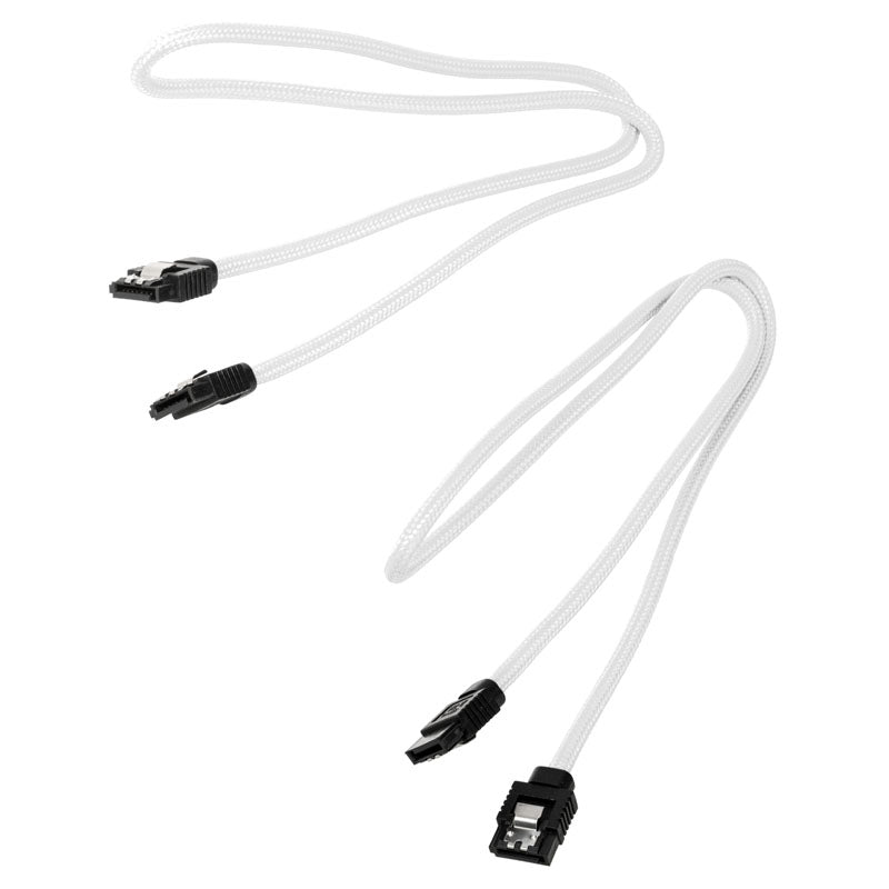 Corsair Premium Sleeved SATA-Kabel, weiß 60cm - 2er Pack
