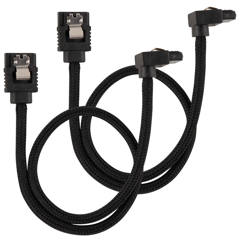 Corsair Premium Sleeved SATA-Kabel gewinkelt, schwarz 30cm - 2er Pack