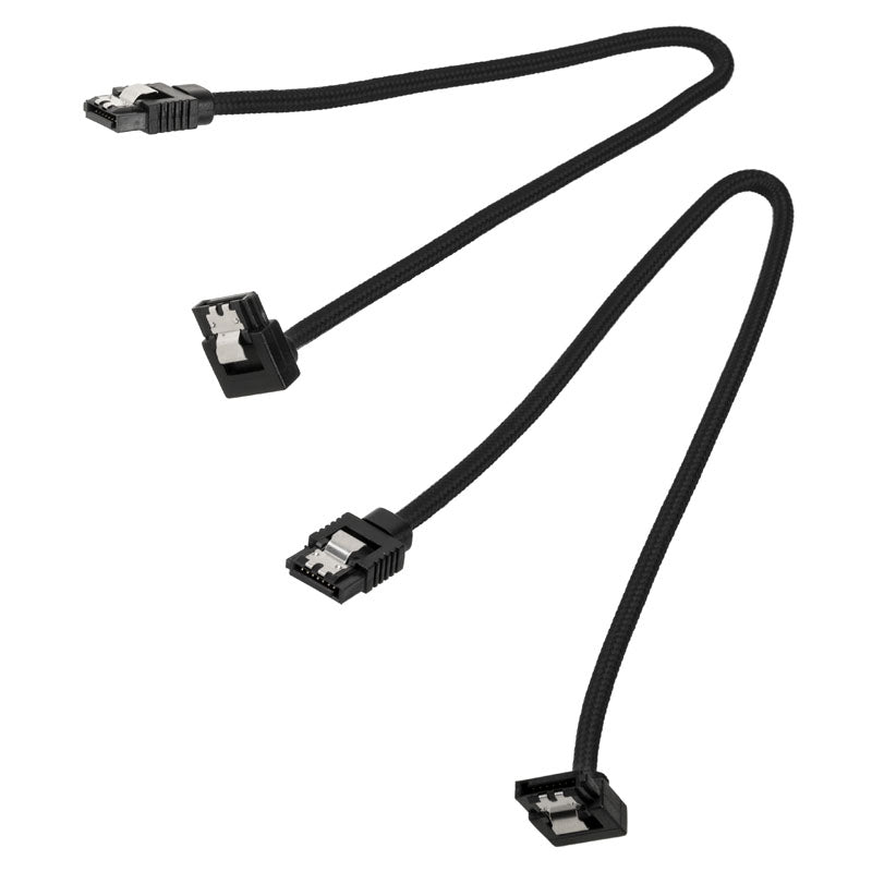 Corsair Premium Sleeved SATA-Kabel gewinkelt, schwarz 30cm - 2er Pack