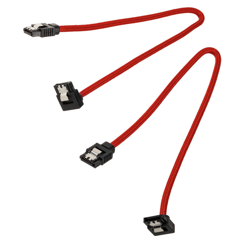 Corsair Premium Sleeved SATA-Kabel gewinkelt, rot 30cm - 2er Pack