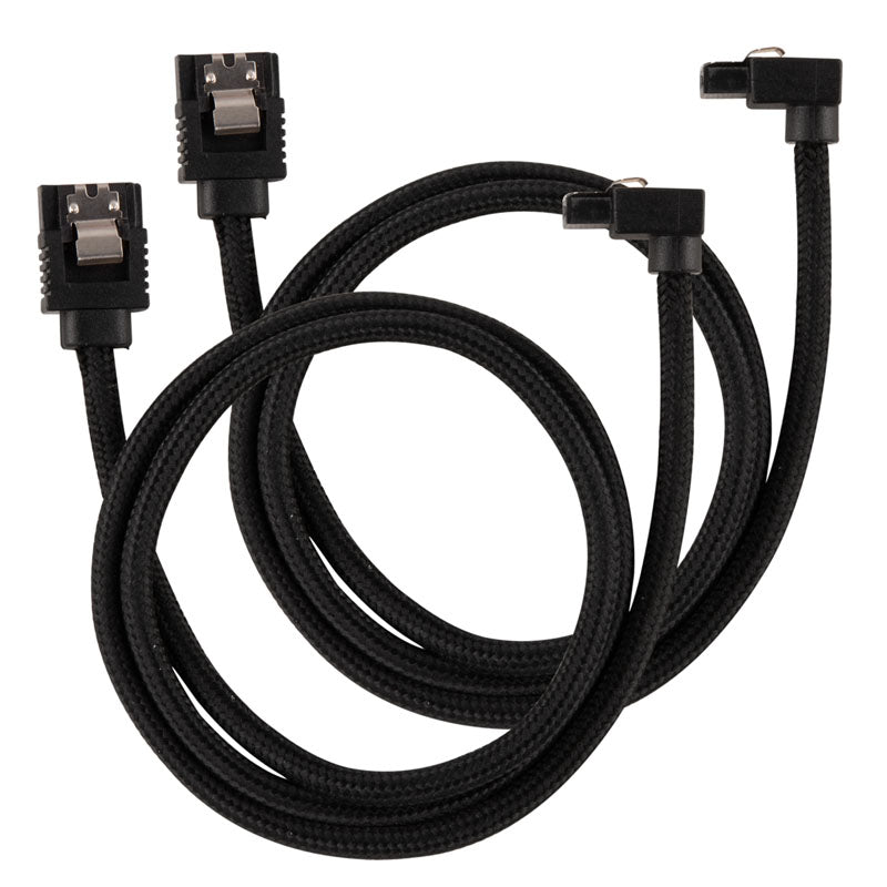 Corsair Premium Sleeved SATA-Kabel gewinkelt, schwarz 60cm - 2er Pack