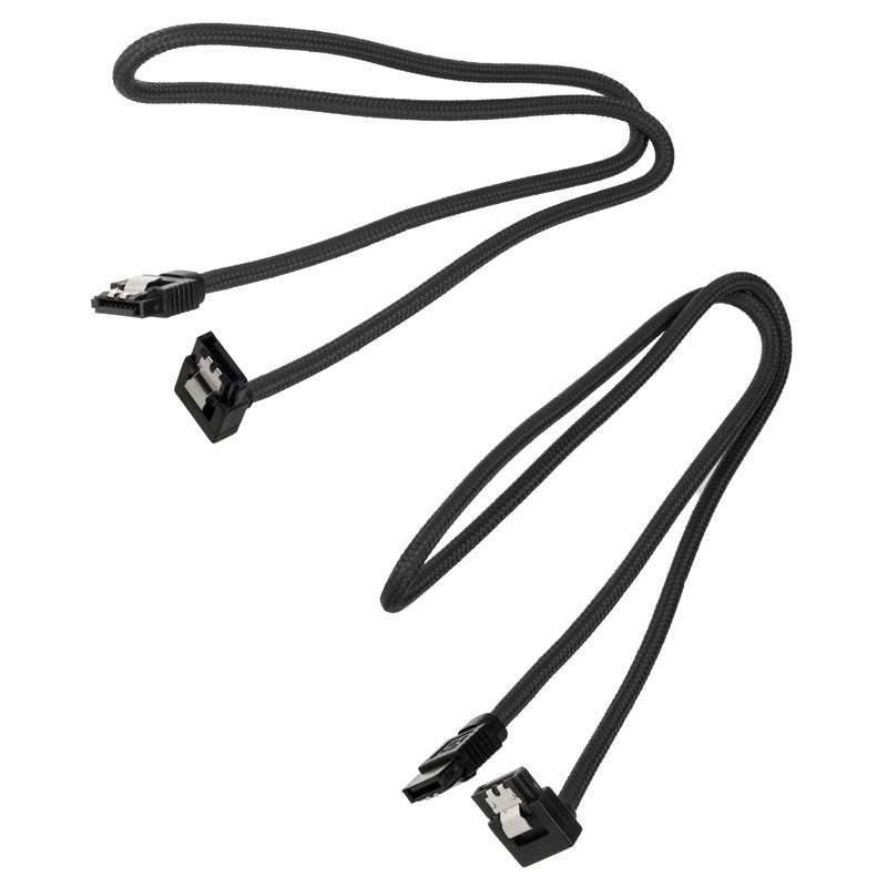 Corsair Premium Sleeved SATA-Kabel gewinkelt, schwarz 60cm - 2er Pack