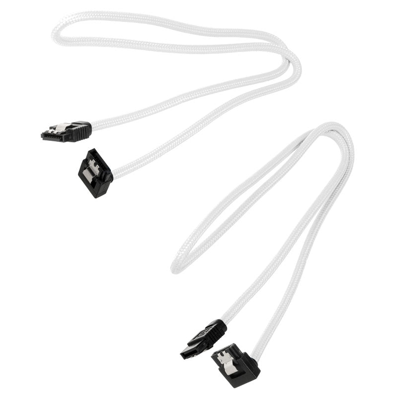 Corsair Premium Sleeved SATA-Kabel gewinkelt, weiß 60cm - 2er Pack