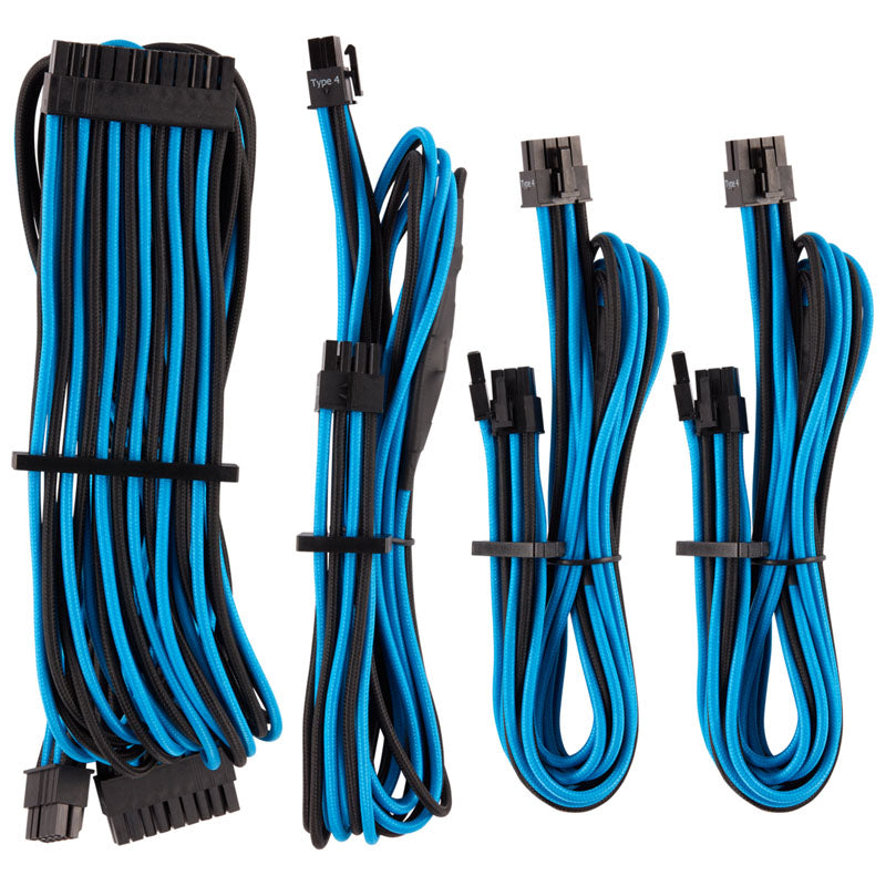 Corsair Premium Sleeved Kabel-Set (Gen 4) - blau/schwarz