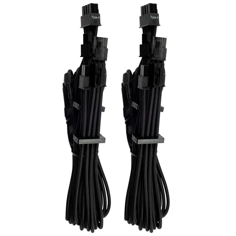 Corsair Premium Sleeved PCIe Dual-Kabel, Doppelpack (Gen 4) - schwarz