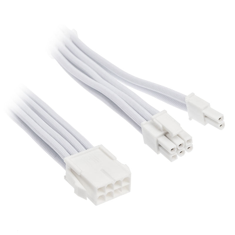 SilverStone 8-Pin-PCIe auf 6+2-Pin-PCIe Verlängerung, 250mm - Weiß