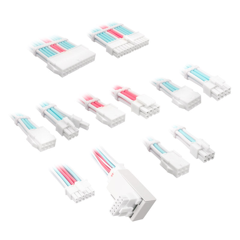 Kolink Core Pro Braided Cable Extension Kit 12V-2x6 Typ 1 - Brilliant White/Neon Blue/Pure Pink