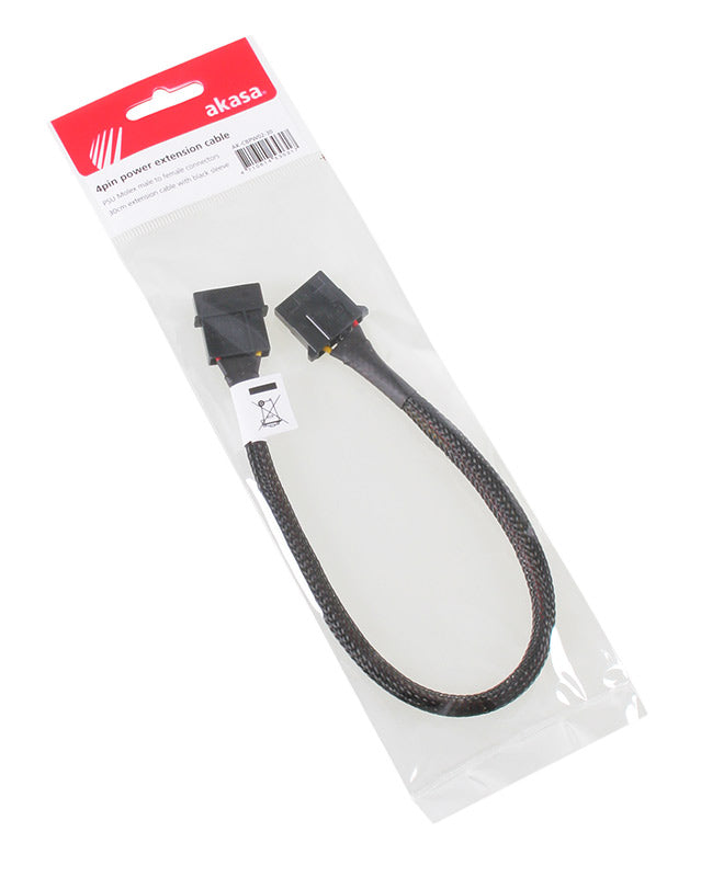 Akasa 4-Pol Molex Verlängerung gesleevt - 30cm black