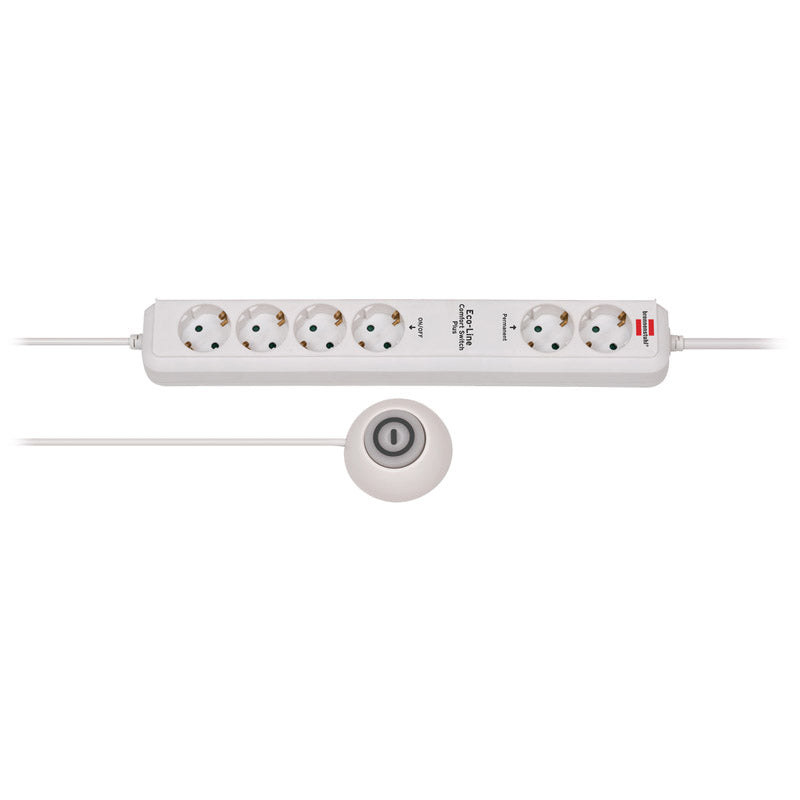 Brennenstuhl Eco-Line Comfort Switch Plus Steckdosenleiste, 6-fach - weiß