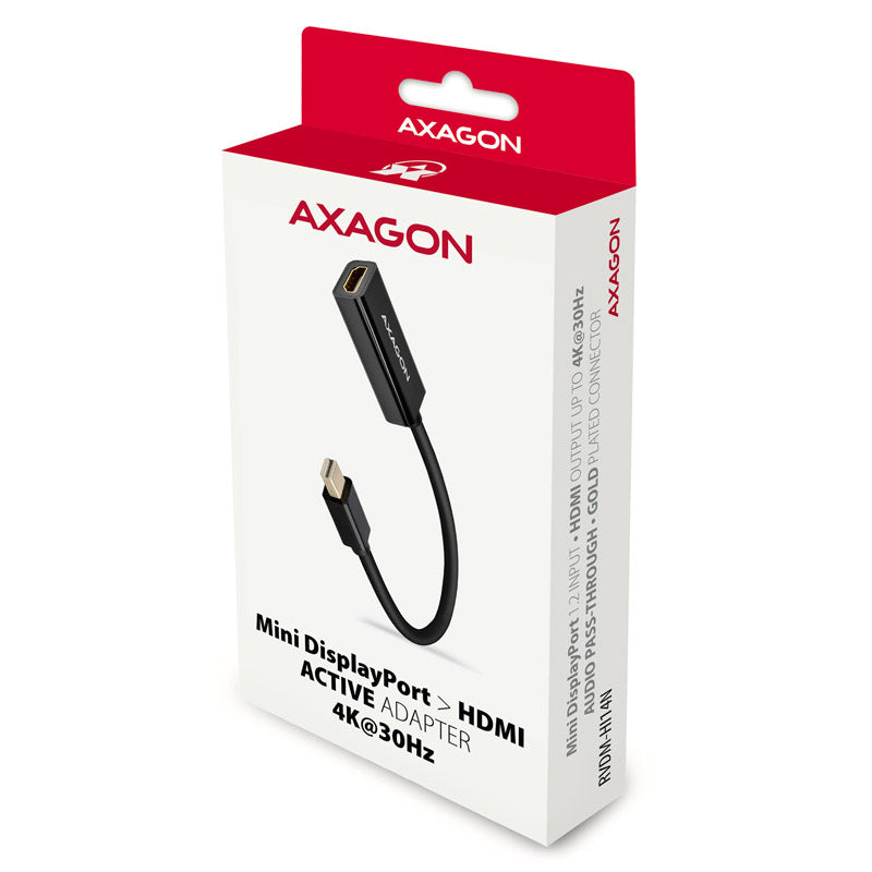 AXAGON RVDM-HI14N Mini-DisplayPort zu HDMI Adapter, 4K/30 Hz, 15 cm lang - schwarz