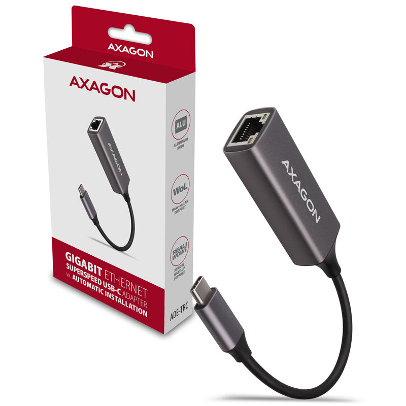AXAGON ADE-TRC Gigabit Ethernet 10/100/1000 Adapter - USB 3.1 Typ C, Titangrau