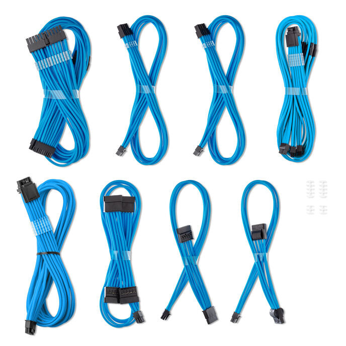 CableMod C-Series Pro ModMesh Sleeved 12V-2x6 12VHPWR Dual StealthSense Cable Kit for Corsair RMi, RMx (Black Label) - hell blau