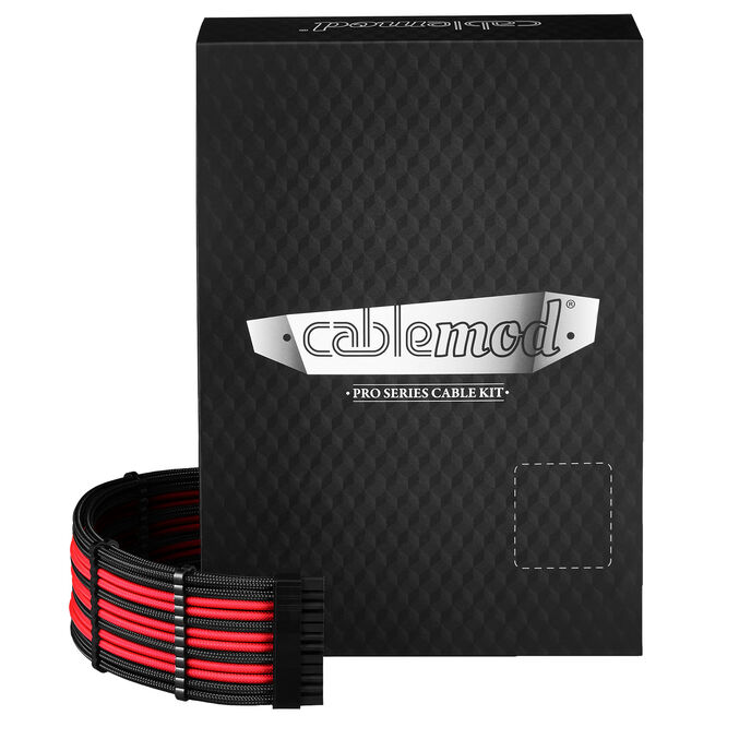 CableMod C-Series Pro ModMesh Sleeved 12V-2x6 12VHPWR Dual StealthSense Cable Kit for Corsair RMi, RMx (Black Label) - schwarz/rot