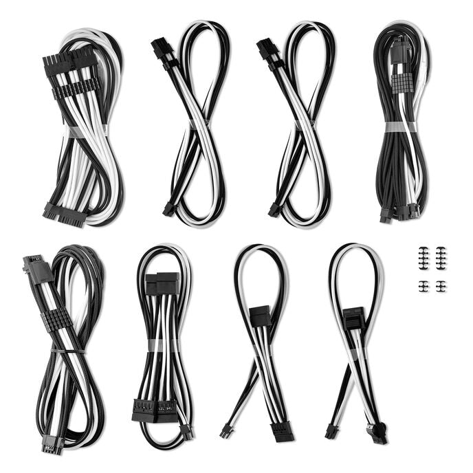 CableMod C-Series Pro ModMesh Sleeved 12V-2x6 12VHPWR Dual StealthSense Cable Kit for Corsair RMi, RMx (Black Label) - schwarz/weiß