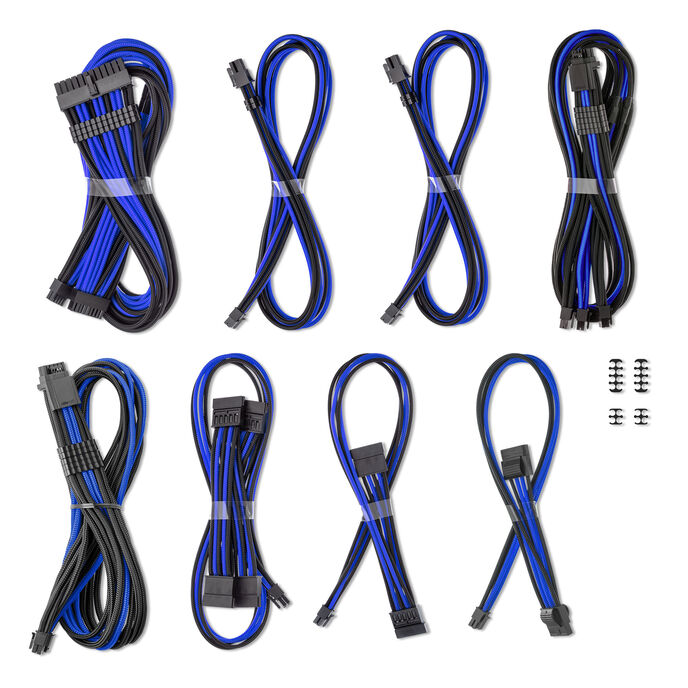 CableMod C-Series Pro ModMesh Sleeved 12V-2x6 12VHPWR Dual StealthSense Cable Kit for Corsair RMi, RMx (Black Label) - schwarz/blau