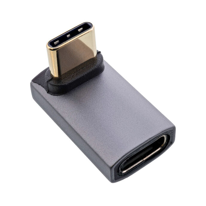 InLine® USB4 Adapter, USB-C Stecker/Buchse oben/unten gewinkelt, Aluminium, grau