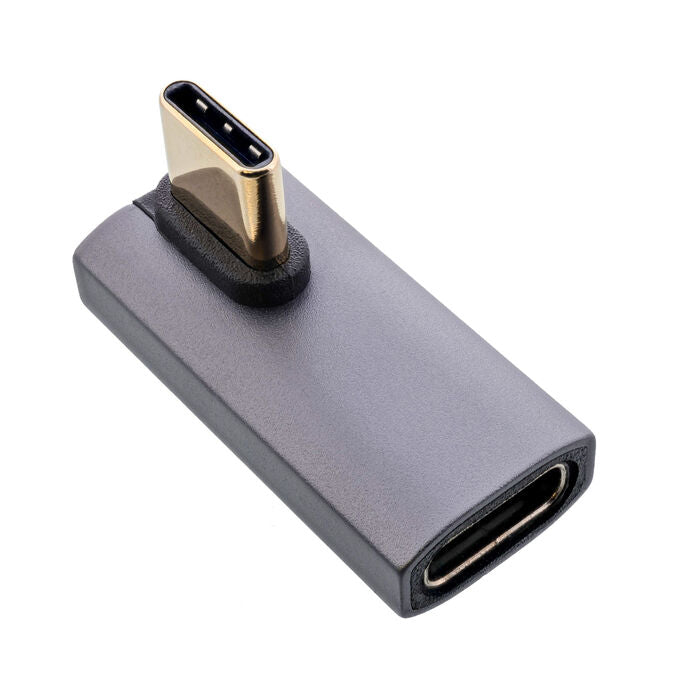 InLine® USB4 Adapter, USB-C Stecker/Buchse vertikal rechts/links gewinkelt, grau