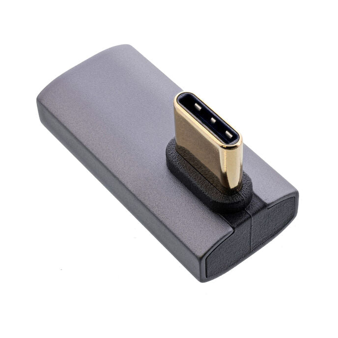 InLine® USB4 Adapter, USB-C Stecker/Buchse vertikal rechts/links gewinkelt, grau